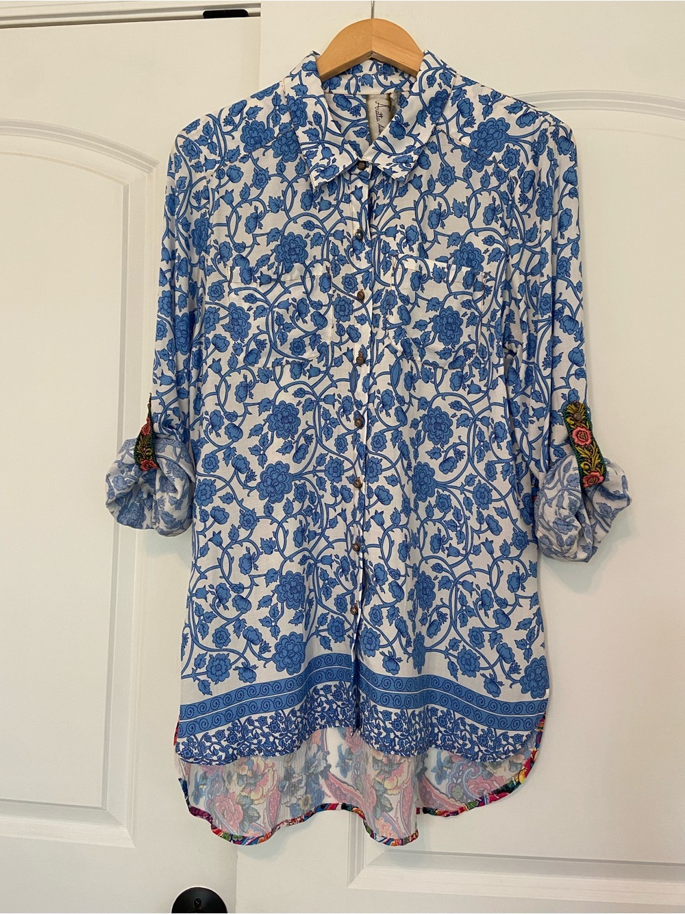 Aratta Silent Journey Floral Paisley Tunic Top Large Boho Artsy Anthropologie
